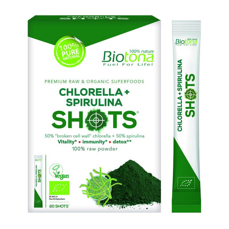 Chlorella spirulina shots 2.2 gram bioOverig gezondheidsproducten5412360019397