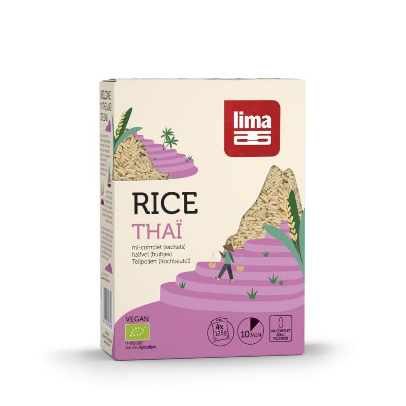 Rijst thai halfvol builtjes 4 x 125 gram bioVoeding5411788043243