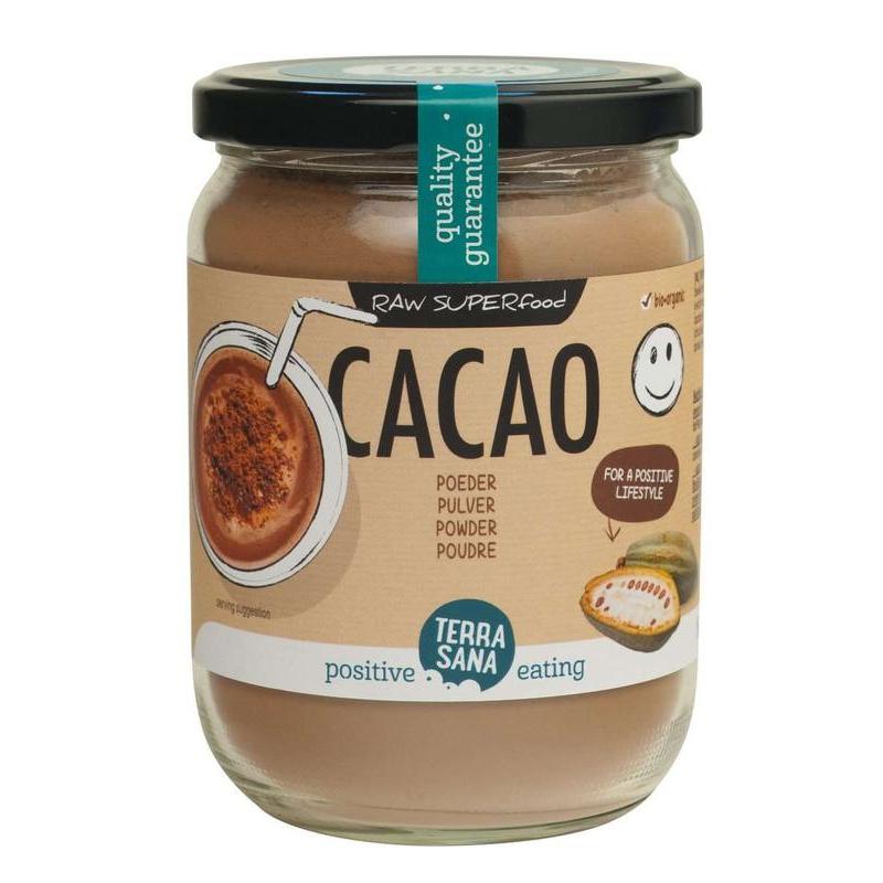 Raw cacao antioxidant poeder in glas bioVoeding8713576239034