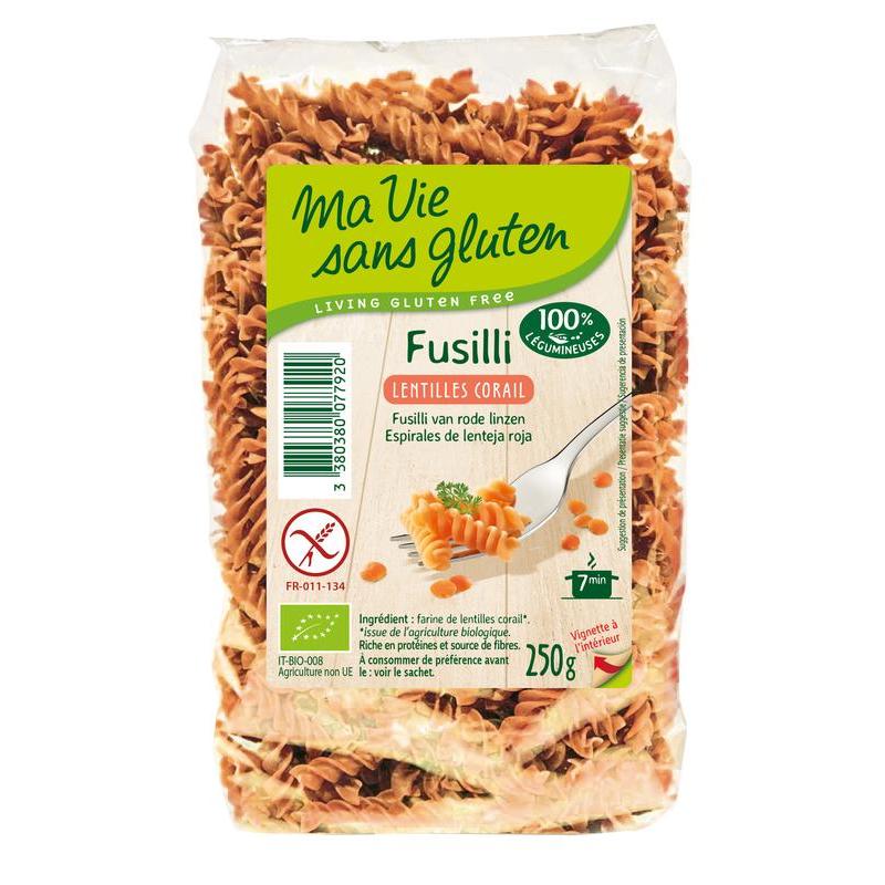 Fusilli van rode linzen glutenvrij bioVoeding3380380077920