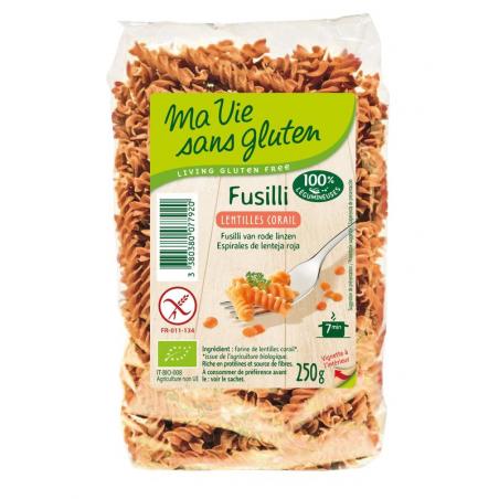 Fusilli van rode linzen glutenvrij bioVoeding3380380077920