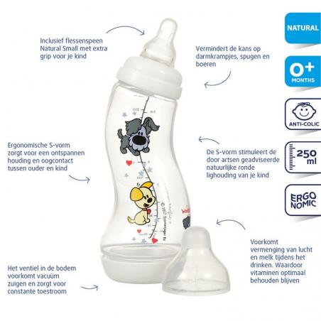 S-fles woezel & pip 250ml assortiBaby/peuter zuigflessen en spenen8711736053438