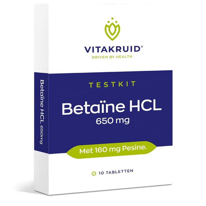 Betaine HCL 650 mg & pepsine 160 mg testkitOverig gezondheidsproducten8717438691183