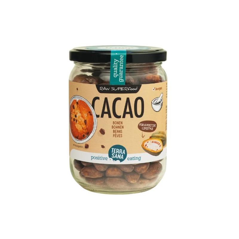 Raw cacao bonen in glas bioVoeding8713576236248