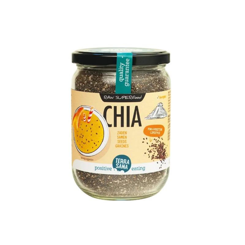 Raw chia zaad in glas bioVoeding8713576236262