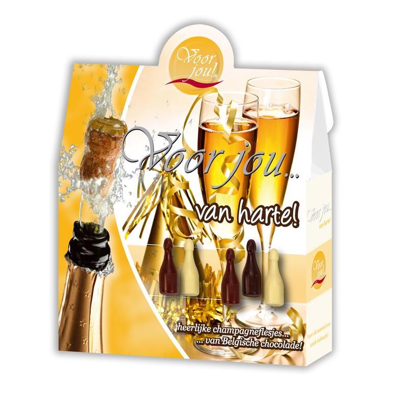 Cadeau doos champagneflesjes van harteSnoepgoed8717624831546