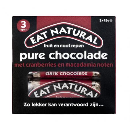 Pure chocolade cranberry macadamia 3 x 45 gramVoeding5013803666002