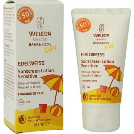 Edelweiss zonnecreme gevoelige huid SPF50In de zon4001638500265