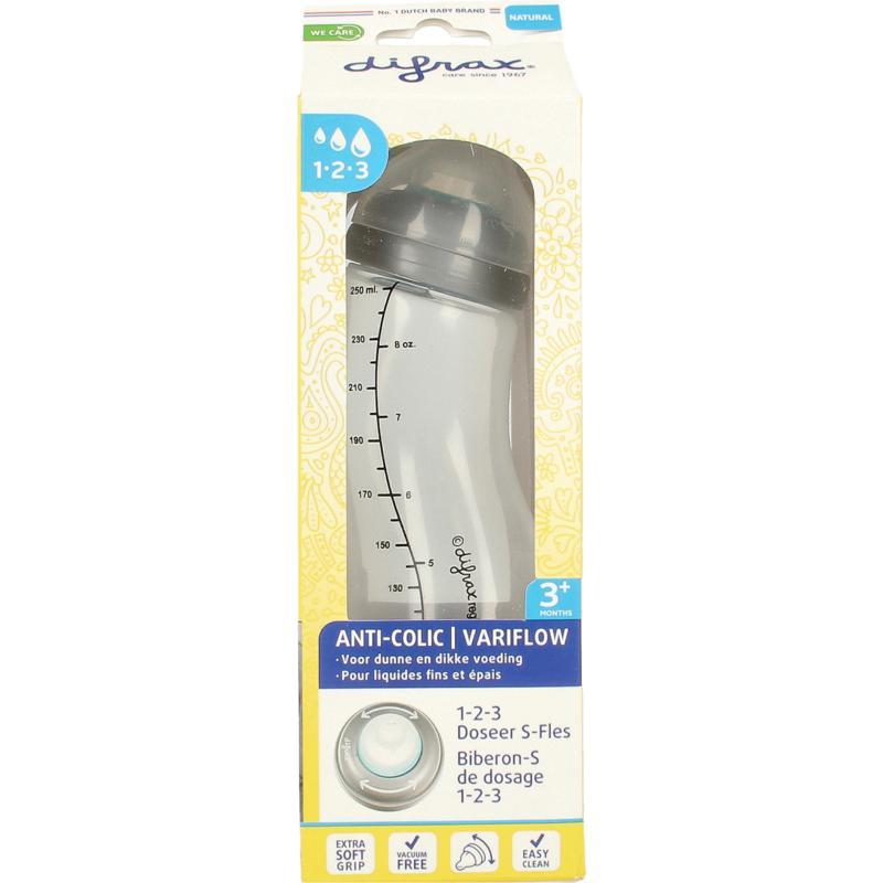 S-fles natural 1 2 3 doseer 250mlBaby/peuter zuigflessen en spenen8711736557387