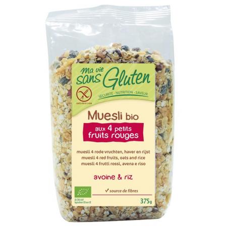 Muesli haver/rijst 4 rode vruchten glutenvrij bioVoeding3380380074325