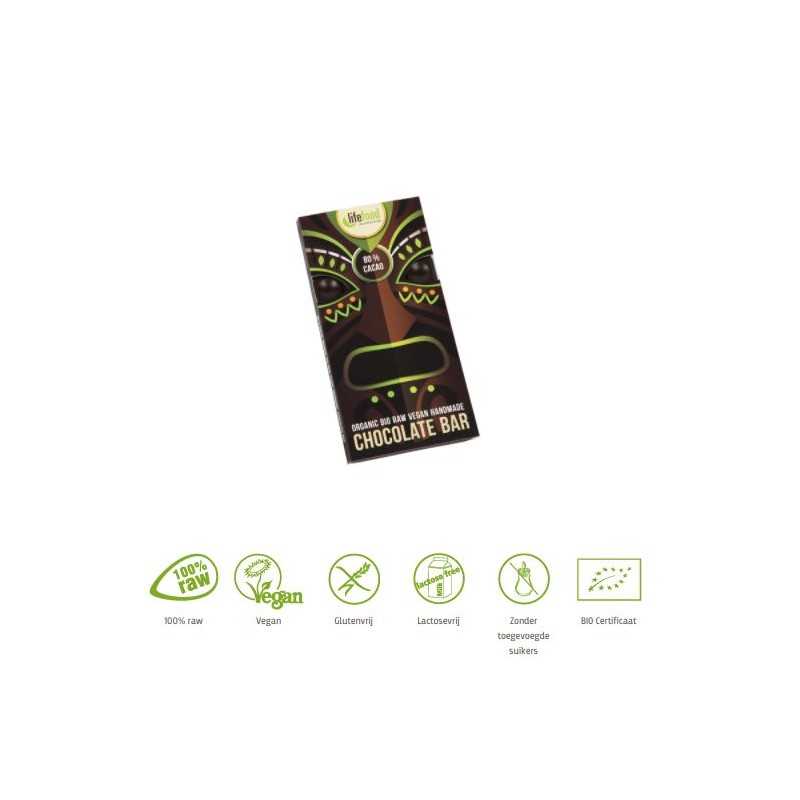 Chocolade 80 % cacao raw bioOverig reform/levensmiddelen8594071484002