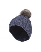 Ladies turnover cable hat with pom pom navyKleding/ondergoed5019041142285