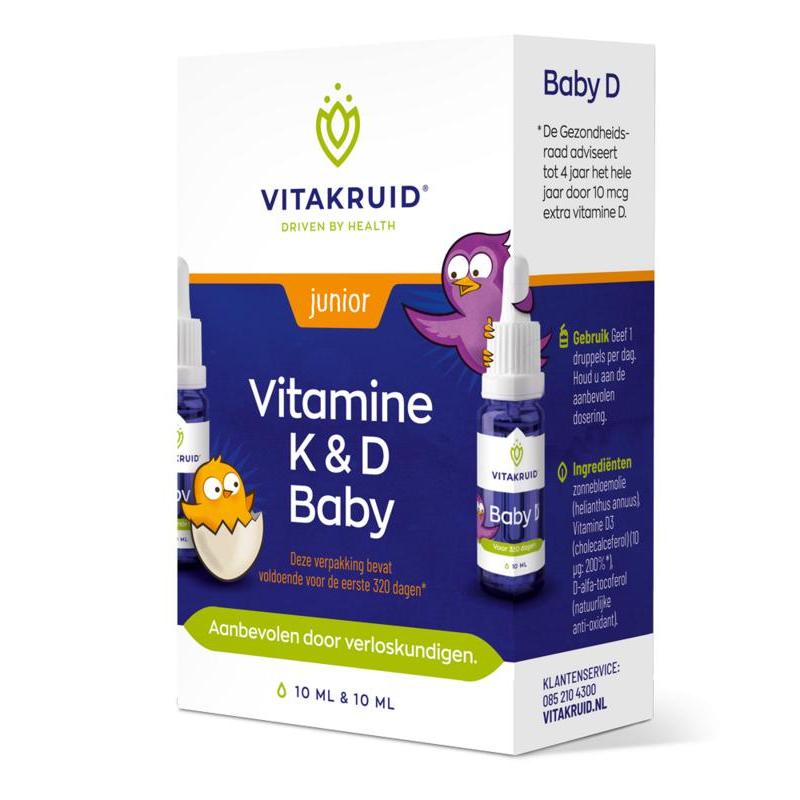 Vitamine K & D baby druppels 10mlVitamine enkel8717438691800