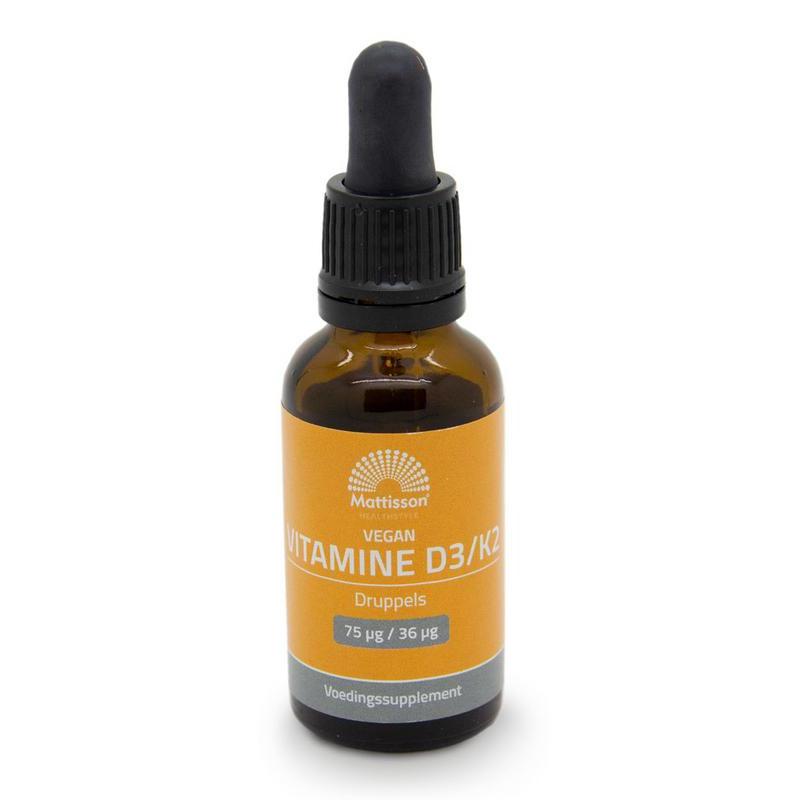 Vitamine D3/K2 75mcg/36mcg vegan druppelsOverig vitaminen/mineralen8720791841447