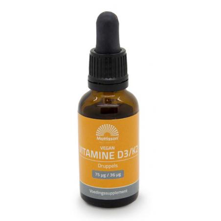 Vitamine D3/K2 75mcg/36mcg vegan druppelsOverig vitaminen/mineralen8720791841447