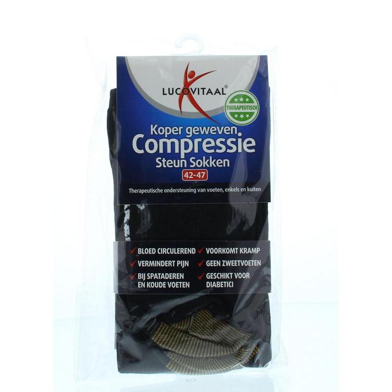 Koper compressie steunsok maat 42-47 zwartOverig gezondheidsproducten8713713025544