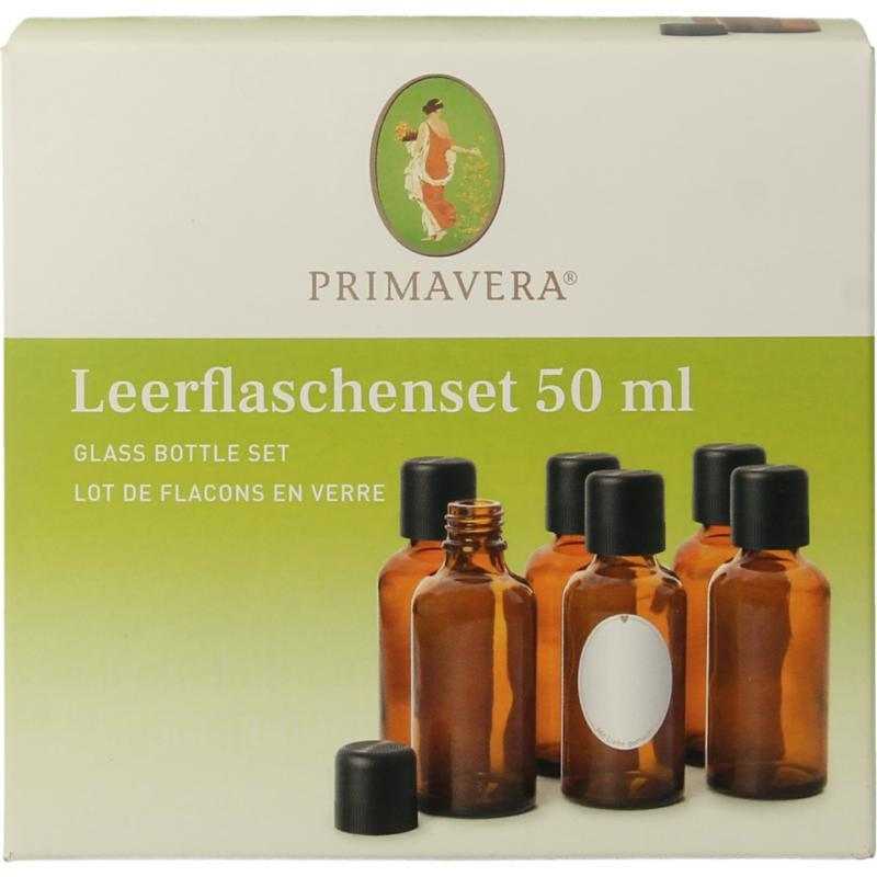 Lege flessen set 6x50ml schenkdop bruin glasWaren4086900610514