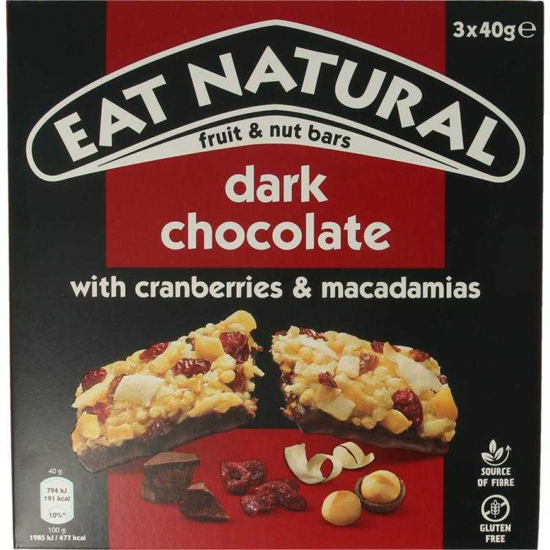 Pure chocolate cranberry macadamia 3 x 40 gramVoeding8000500417195