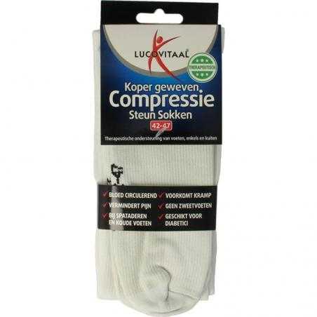 Koper compressie steunsok maat 42-47 witOverig gezondheidsproducten8713713090917