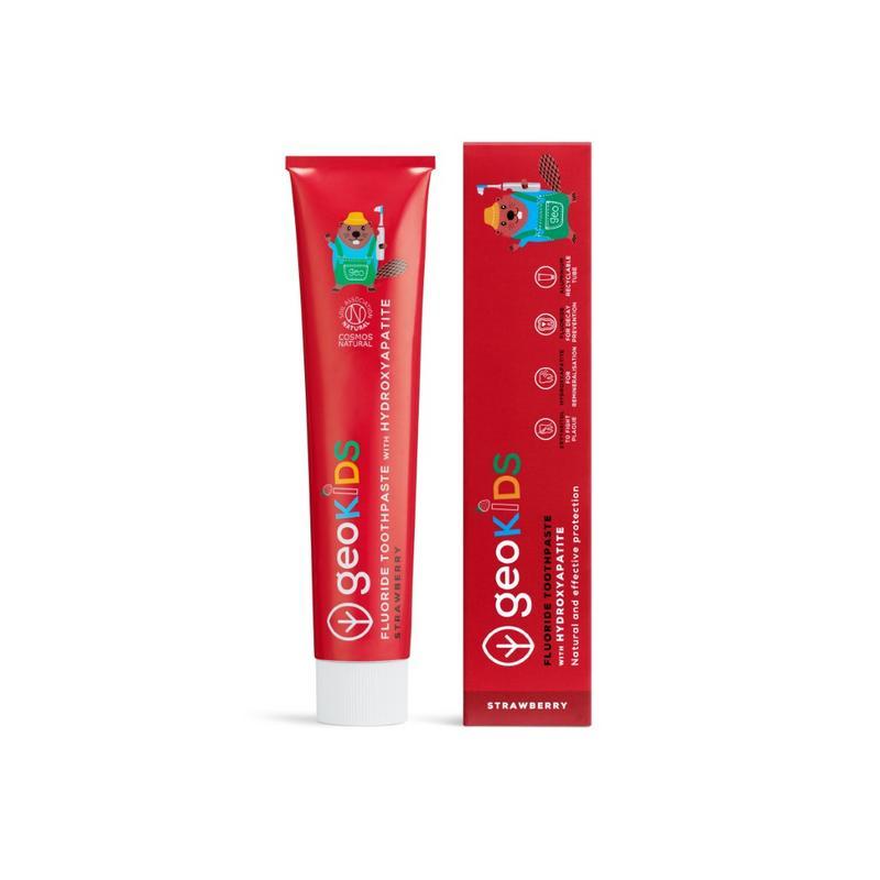 Toothpaste fluor kids strawberry tubeTandpasta5060480201637