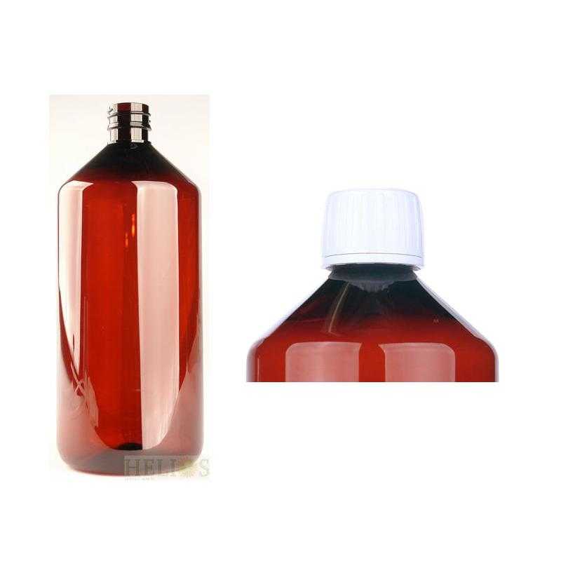 PET medicijnfles 1000ml amber incl witte dopWaren6150532146104