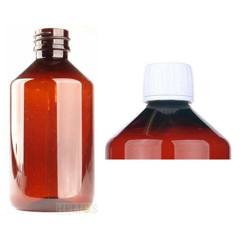 PET medicijnfles 250ml amber incl witte dopWaren6150532254267
